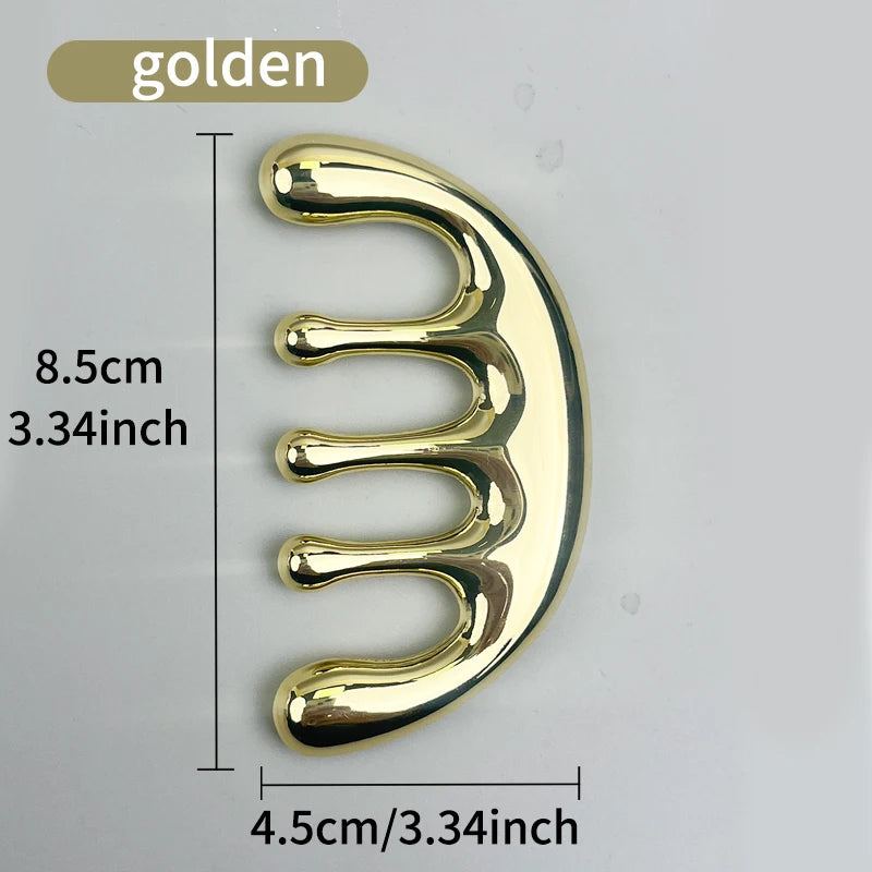 1pc Five-tooth Metal Massage Comb - A Head Meridian Massage Tool with Wide Teeth for Removing Lumps and Promoting Circulation