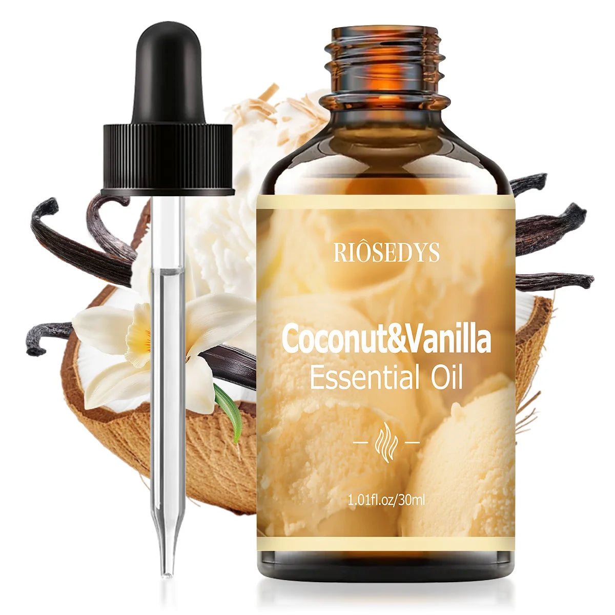 COCONUT & VANILLA Essential Oil, Sweet Fragrance Oil for Diffusers, DIY Crafts & Aromatherapy, Smooth Tropical Aroma