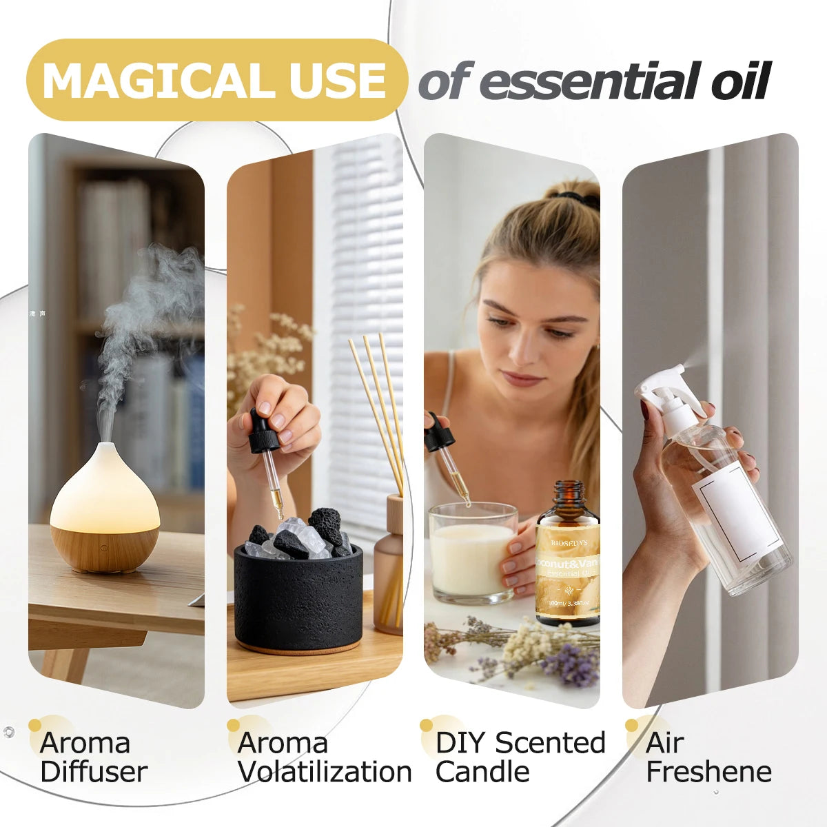 COCONUT & VANILLA Essential Oil, Sweet Fragrance Oil for Diffusers, DIY Crafts & Aromatherapy, Smooth Tropical Aroma
