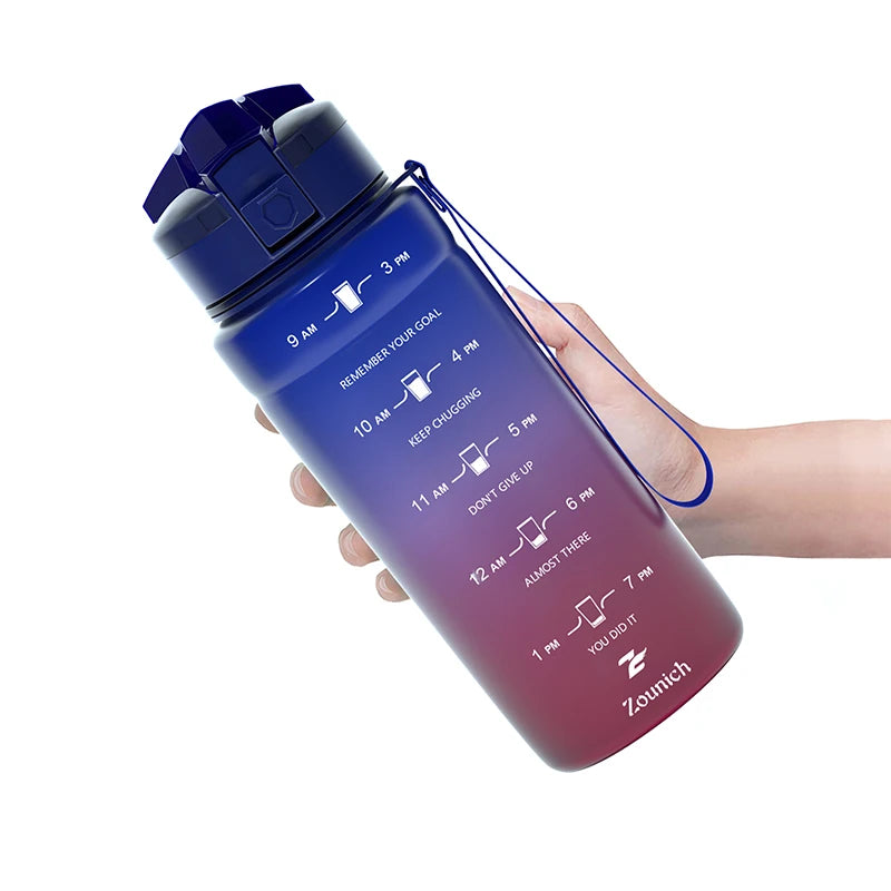 ZORRI 500/700/1000ML Plastic Gradient Water Bottles Cycling Outdoor Shaker Drinking Bottles BPA Free Leak-proof Drinkware