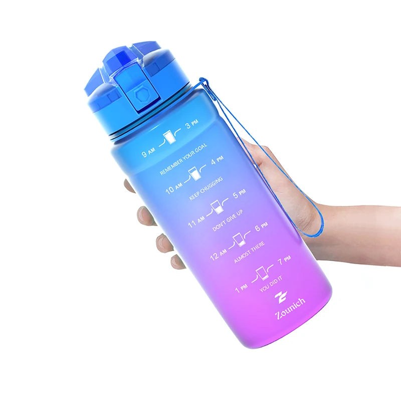 ZORRI 500/700/1000ML Plastic Gradient Water Bottles Cycling Outdoor Shaker Drinking Bottles BPA Free Leak-proof Drinkware