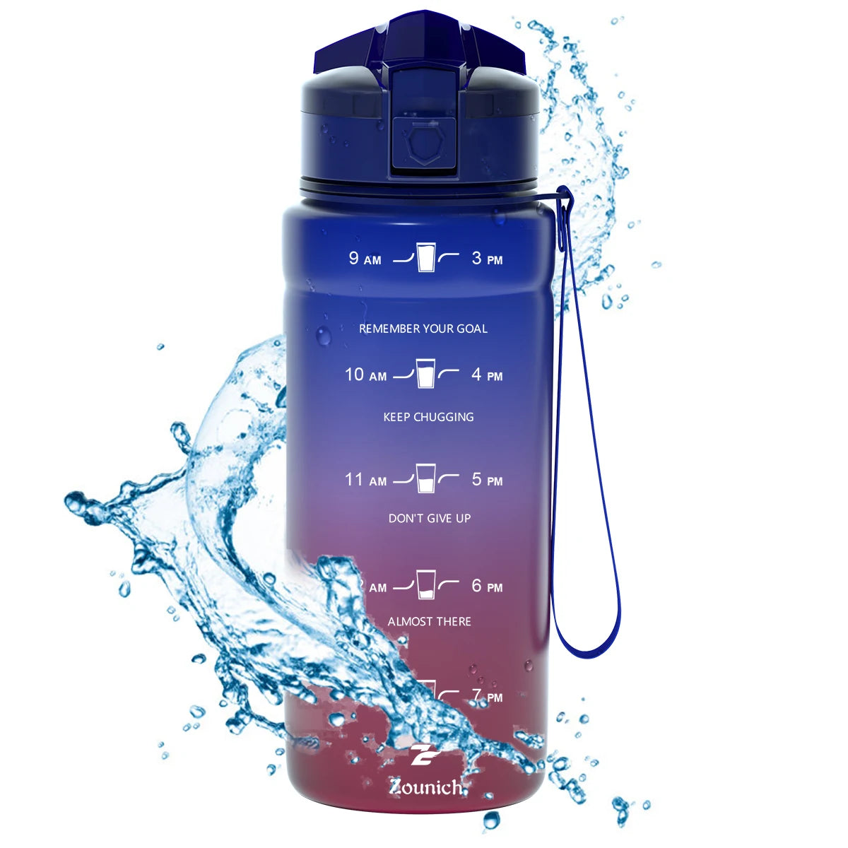ZORRI 500/700/1000ML Plastic Gradient Water Bottles Cycling Outdoor Shaker Drinking Bottles BPA Free Leak-proof Drinkware