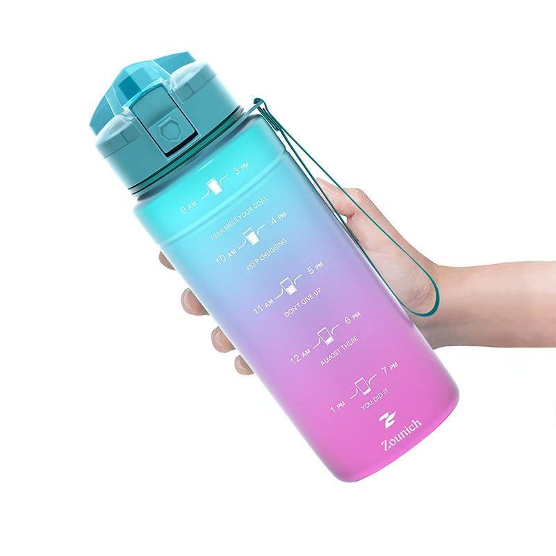 ZORRI 500/700/1000ML Plastic Gradient Water Bottles Cycling Outdoor Shaker Drinking Bottles BPA Free Leak-proof Drinkware