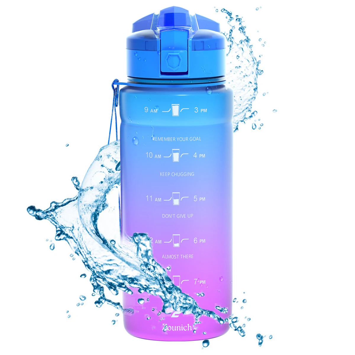 ZORRI 500/700/1000ML Plastic Gradient Water Bottles Cycling Outdoor Shaker Drinking Bottles BPA Free Leak-proof Drinkware