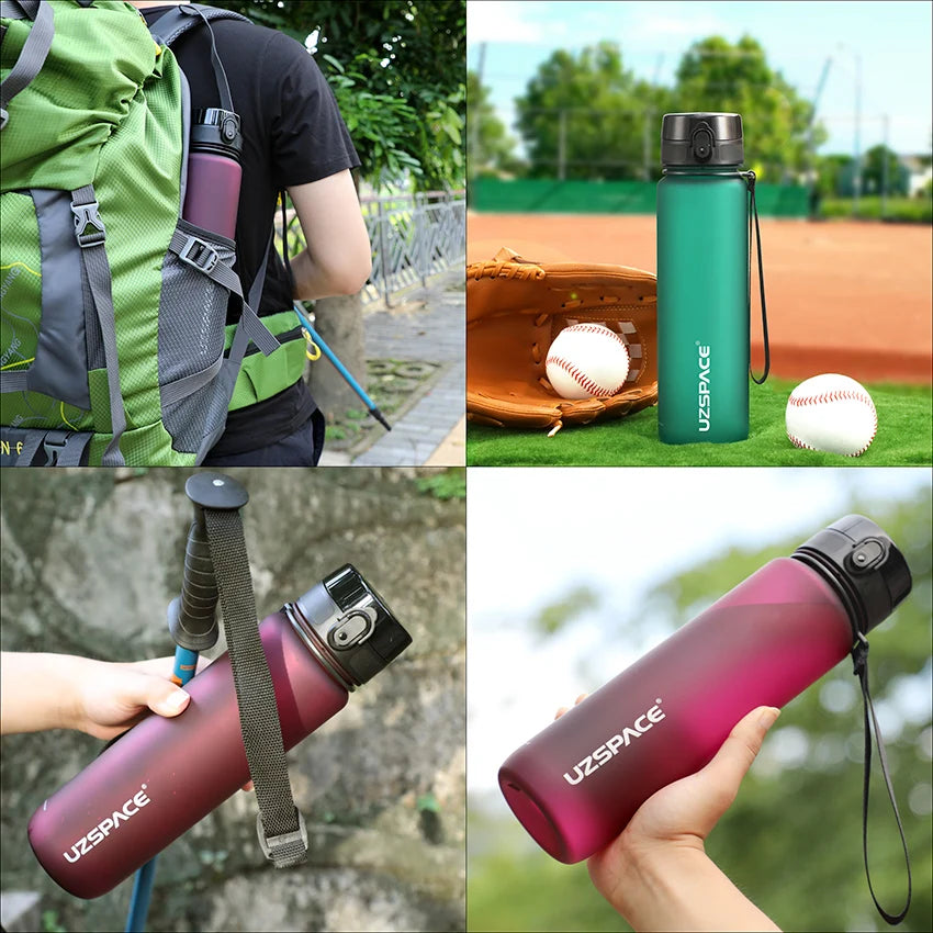 UZSPACE Water Bottles Leak-Proof  Drinking Kettle BPA Free Tritan Sports Cup for Camping Workouts Gym and Outdoor Activity