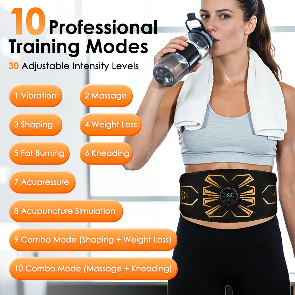 Electric Muscle Stimulator Vibrator Muscle Massager Fat Burner for Waist Abdomen Weight Loss Belt Slimming Abs Fitness Equipment