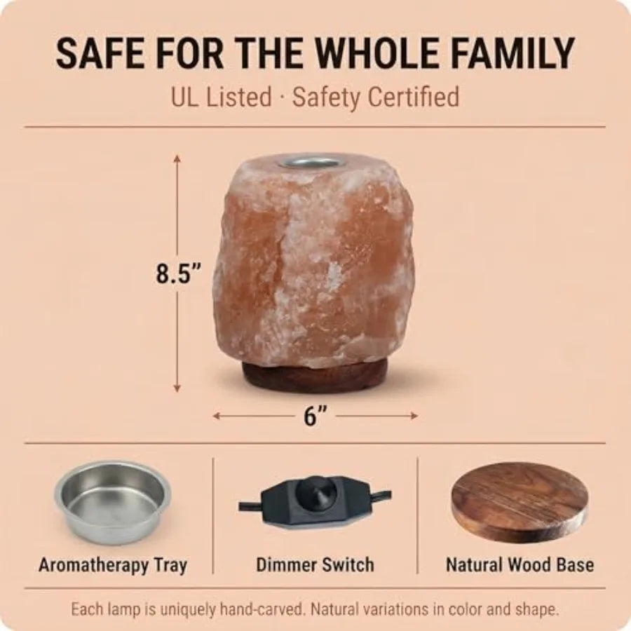 Himalayan Salt Lamp with Aromatherapy Tray and Dimmer Switch - Salt Rock Lamp for Bedroom, Relaxation and Sleep Calming Meditat