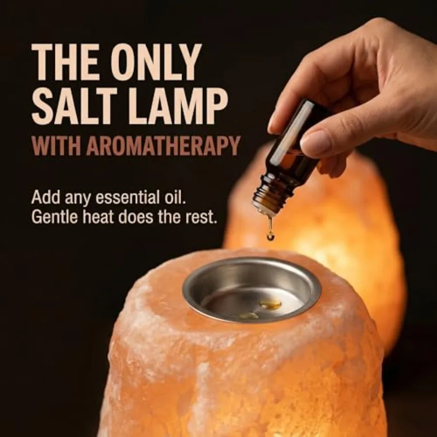 Himalayan Salt Lamp with Aromatherapy Tray and Dimmer Switch - Salt Rock Lamp for Bedroom, Relaxation and Sleep Calming Meditat