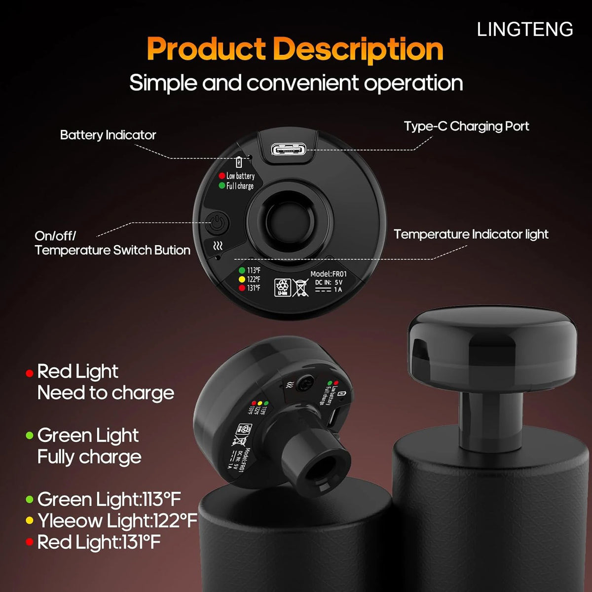 LINGTENG Heating Massage Gun, Deep Tissue Massage Gun, Back and Neck Massager, Muscle Percussion Massager, Silent Fascia Gun, Handheld Massager, 7 Massage Heads, Comes with a Storage Case, Christmas Gift, Birthday Gift, Sport