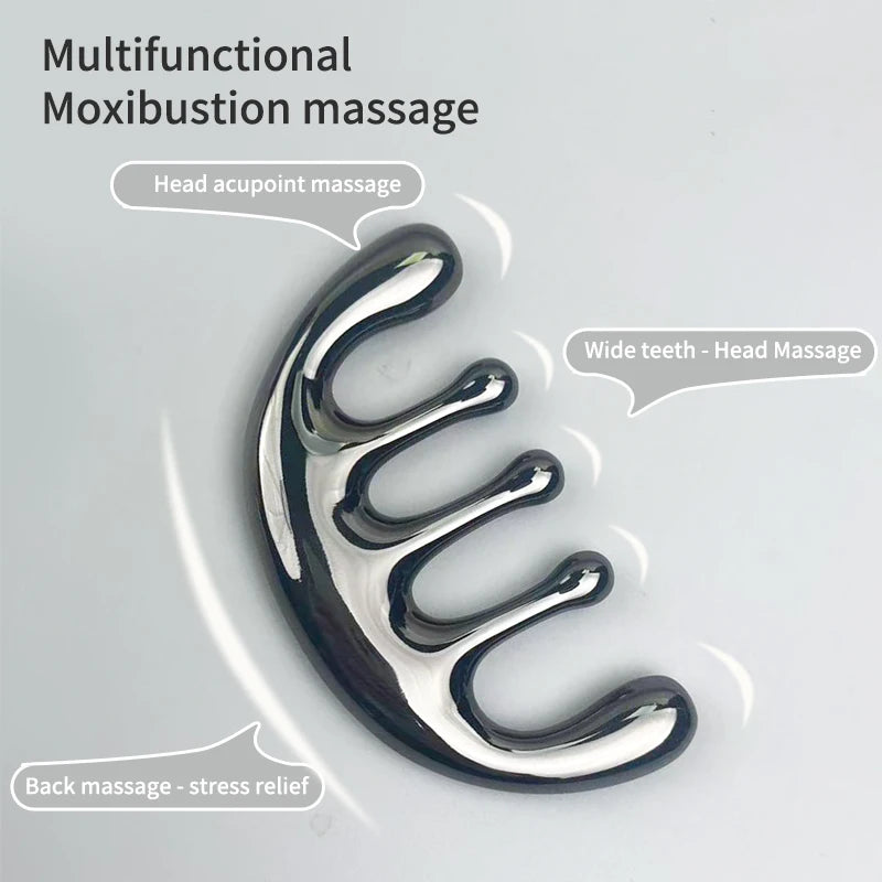 1pc Five-tooth Metal Massage Comb - A Head Meridian Massage Tool with Wide Teeth for Removing Lumps and Promoting Circulation