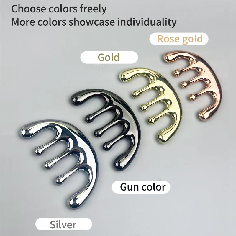 1pc Five-tooth Metal Massage Comb - A Head Meridian Massage Tool with Wide Teeth for Removing Lumps and Promoting Circulation