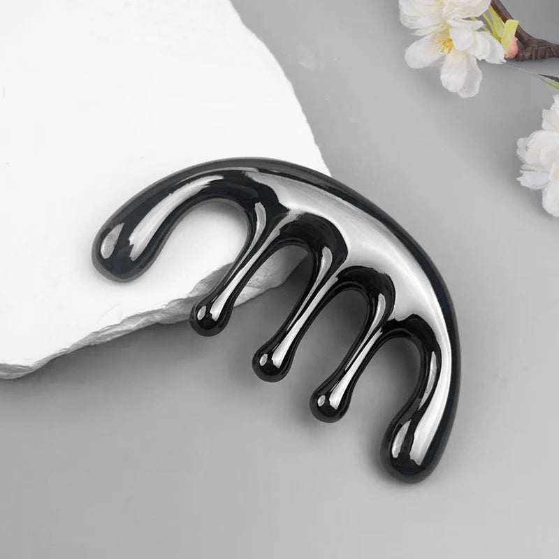 1pc Five-tooth Metal Massage Comb - A Head Meridian Massage Tool with Wide Teeth for Removing Lumps and Promoting Circulation