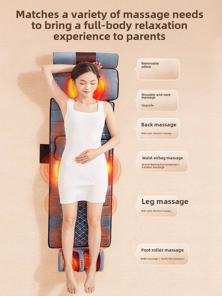 Full Body Massage Pad 10-zone Wave Vibration Kneading Massage Pillow Foot Calf Massage Back Hot Compress Storage Bag Included Mo