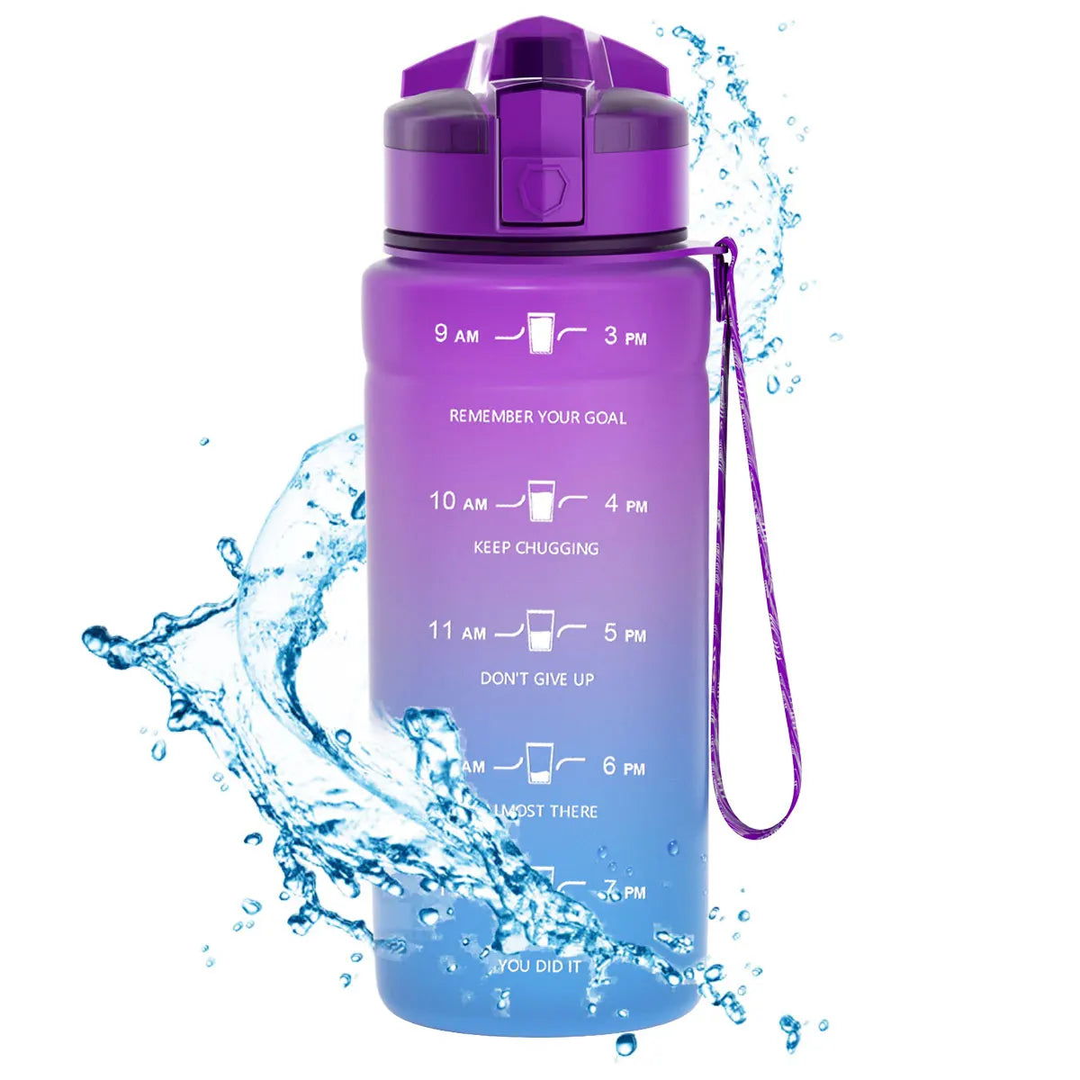ZORRI 500/700/1000ML Plastic Gradient Water Bottles Cycling Outdoor Shaker Drinking Bottles BPA Free Leak-proof Drinkware