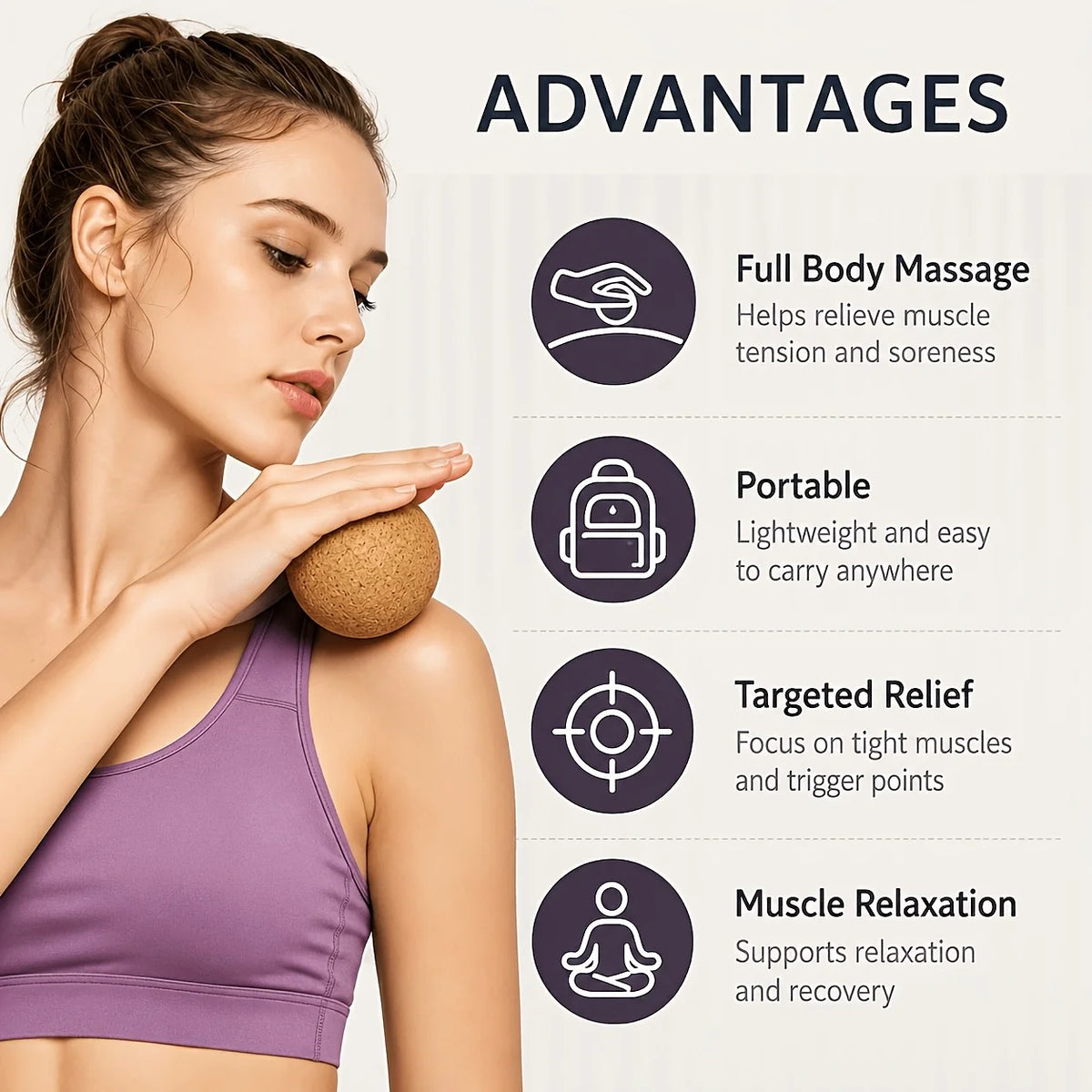 Multi‑Size Cork Massage Ball Set, Myofascial Release Balls, Portable Tool for Yoga Fitness and Daily Body Relaxation