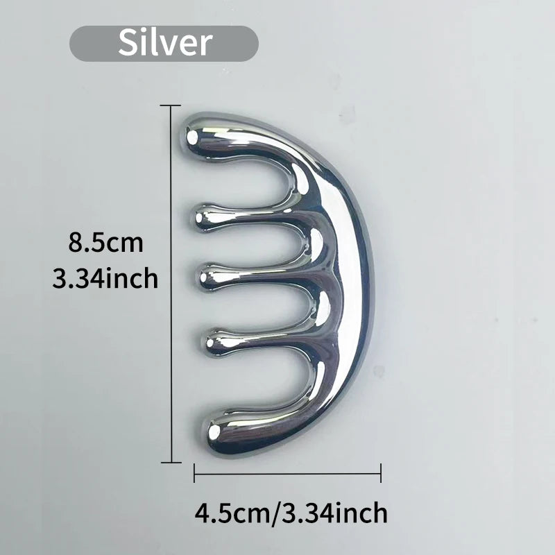 1pc Five-tooth Metal Massage Comb - A Head Meridian Massage Tool with Wide Teeth for Removing Lumps and Promoting Circulation
