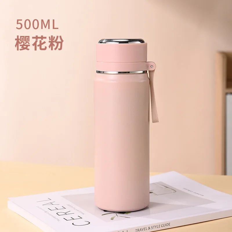 600ml 500ml 350ML Sports Food Thermos Flask Travel Stainless Steel Cute Thermal Thermo Cup Coffee Travel Tea Water Bottles Mugs