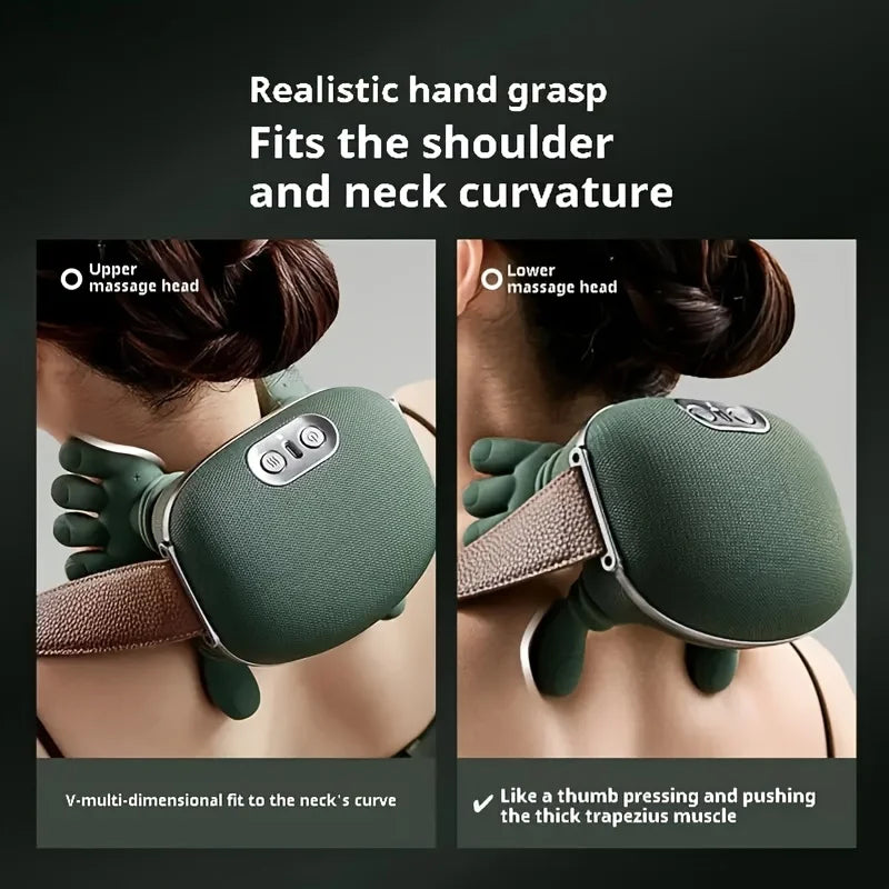 USB Rechargeable Wireless Body Massager, Simulated Human Five Fingers, Neck Shoulder Massager for Office and Car Use