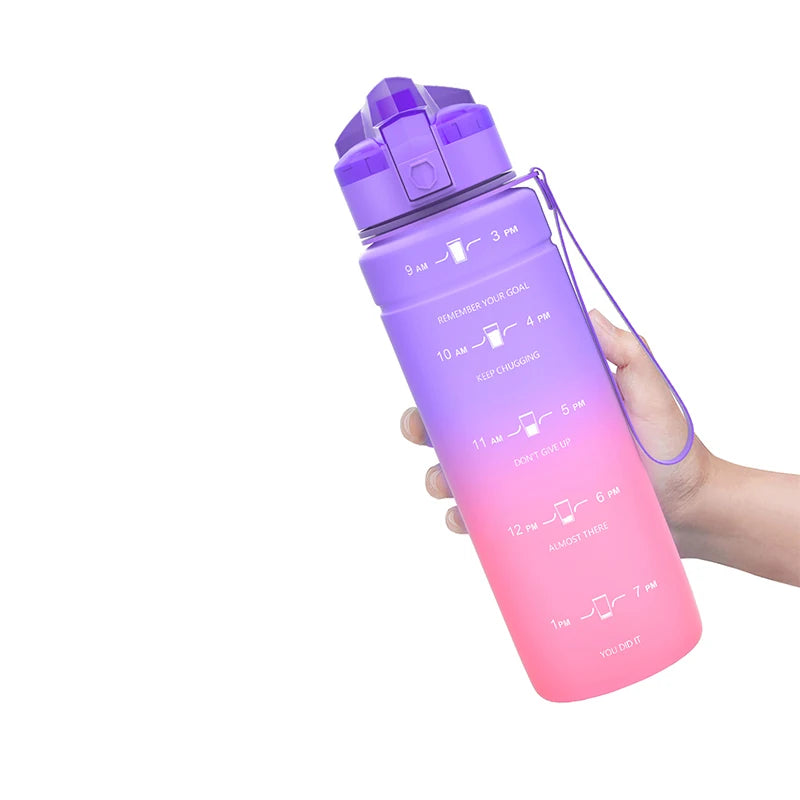ZORRI 500/700/1000ML Plastic Gradient Water Bottles Cycling Outdoor Shaker Drinking Bottles BPA Free Leak-proof Drinkware