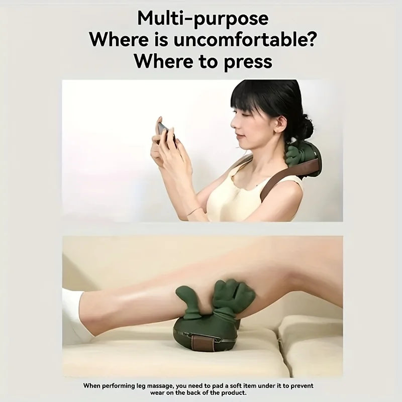 USB Rechargeable Wireless Body Massager, Simulated Human Five Fingers, Neck Shoulder Massager for Office and Car Use